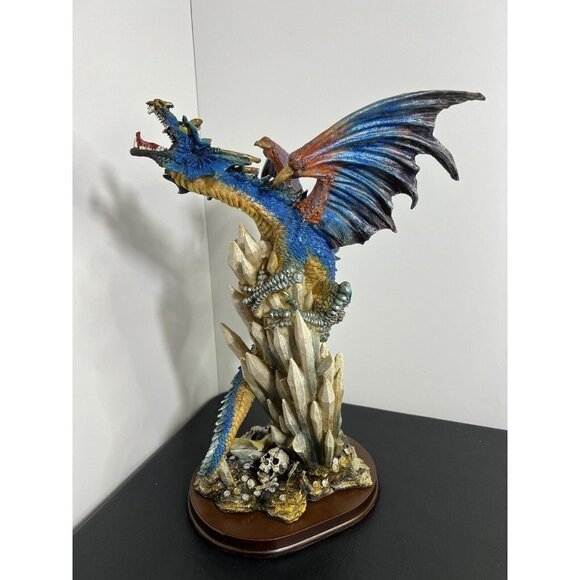 Magic Mystical Blue Dragon Climbing on Crystal Rock Collectible 14" Figurine - Picture 2 of 16